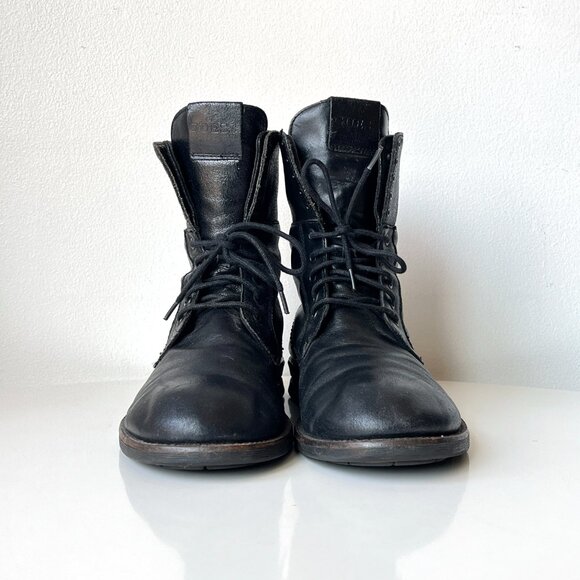 Men's Guess GMDiffer Black Leather Motorcycle Combat Ankle Boots Size 10 - Picture 5 of 8